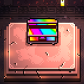 A rainbow chest that was disguised as a brown chest after opening.