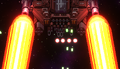 HM Absolution using its large laser cannons.