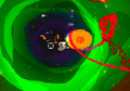 The player's skeleton form in the vortex.