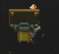 A Shroomer taking cover behind a flipped table. Unlike regular Bullet Kin, Shroomers do not have a special animation for this behaviour.
